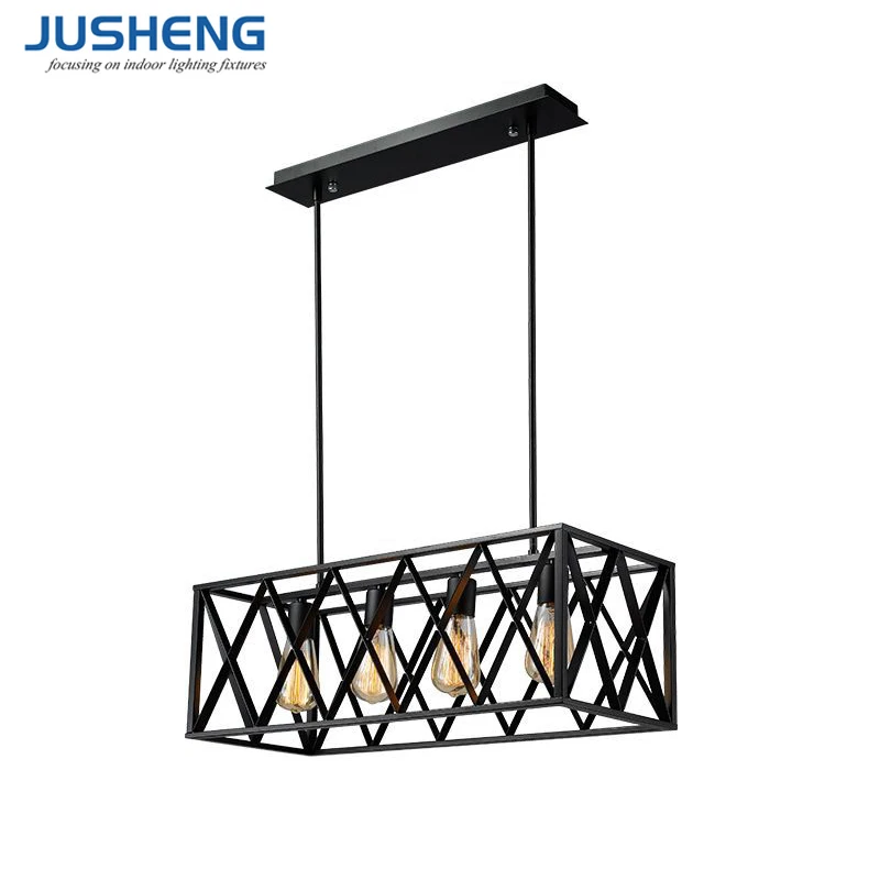 

JUSHENG Vintage Metal Pendant Lights Industrial Decor Iron Cage Hanging Lamp Loft Hanglamp for Bar Dining Room Study Bedroom