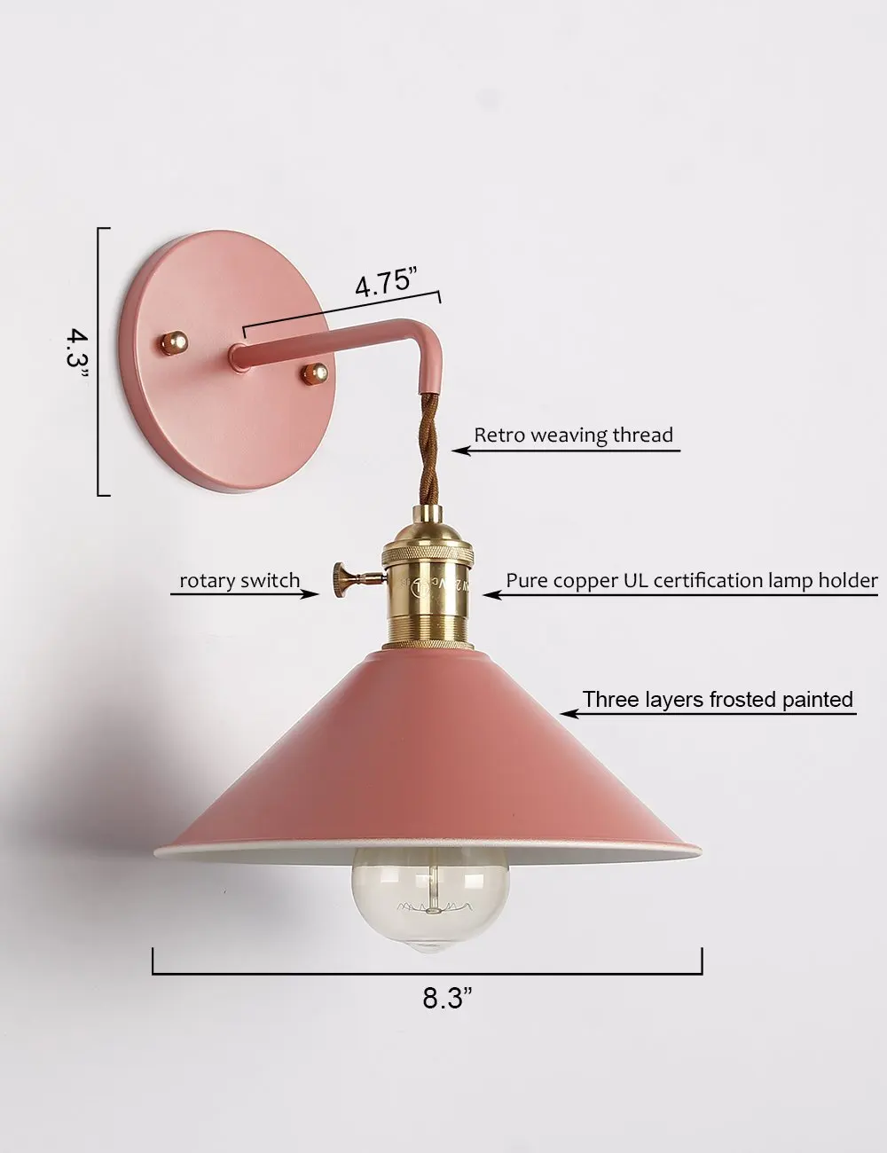  Modern Bedside wall lamp edison aisle sconce bedroom Read wall light Colorful bathroom E27 Pure cop - 32819008005