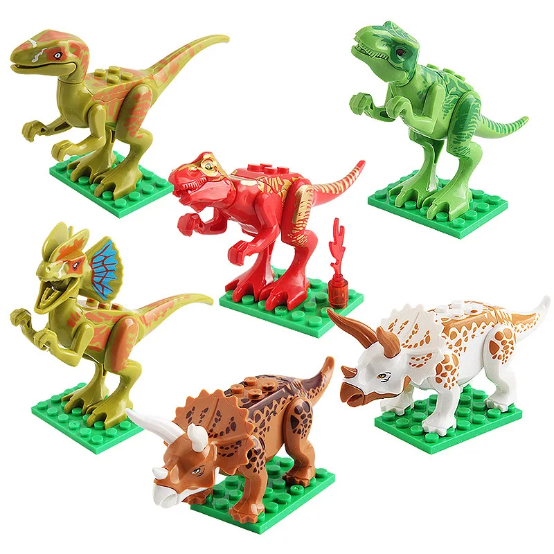 New 12pcs/lot Dinosaurs Of Jurassic World Building Blocks Brinquedos Mini Bricks Figures Kids Toys Compatible With LegoeINGly