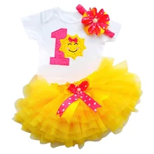 Vestido/Вечерние Платья с цветочным принтом для маленьких девочек на один год; одежда для крещения; платье принцессы; платье-пачка для маленьких девочек