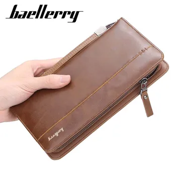 

retro New men Wallets Long Purse Men's Clutch Zipper Business Card Holder Vintage Male Coin Purses High Quality business purses