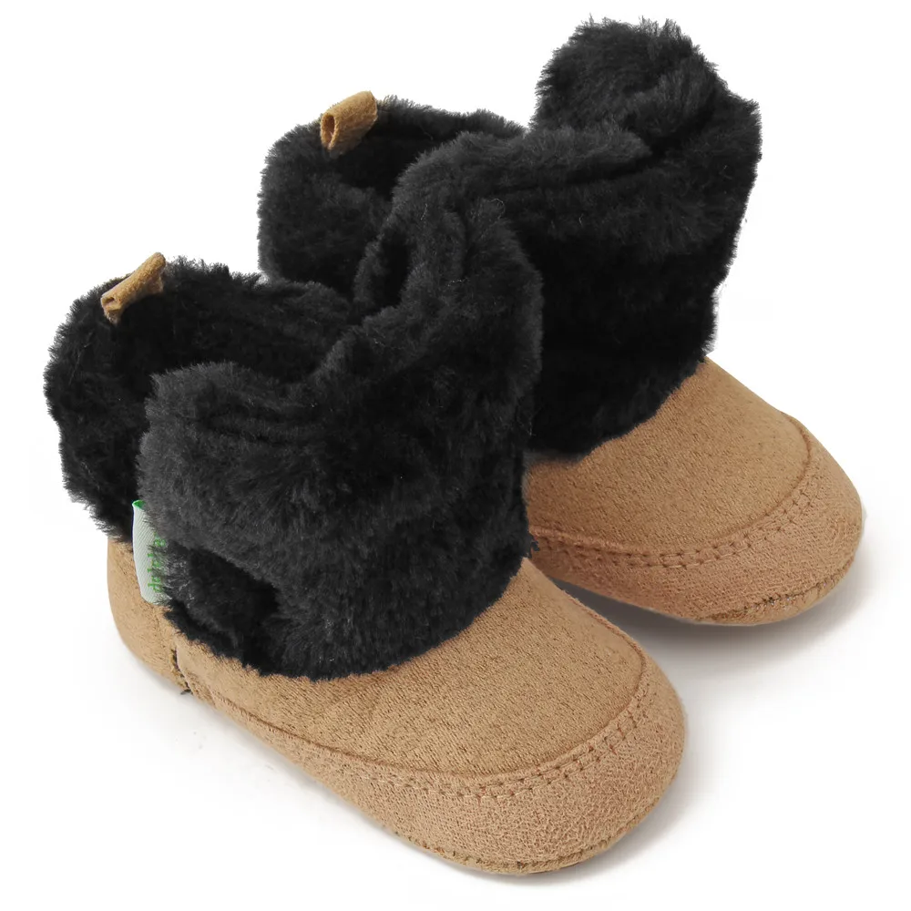 Детская обувь для новорожденных; обувь для малышей; ботинки для маленьких мальчиков и девочек с бантом; теплая шерстяная обувь; обувь из телячьей кожи; зимние кроссовки - Цвет: Khaki