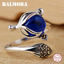 BALMORA Esterlina del Sólido 925 de Plata Mosaico Fox Anillos Abiertos para Las Mujeres Regalo Lindo Animal Anillo de la Joyería de Plata Anillos LGY20038