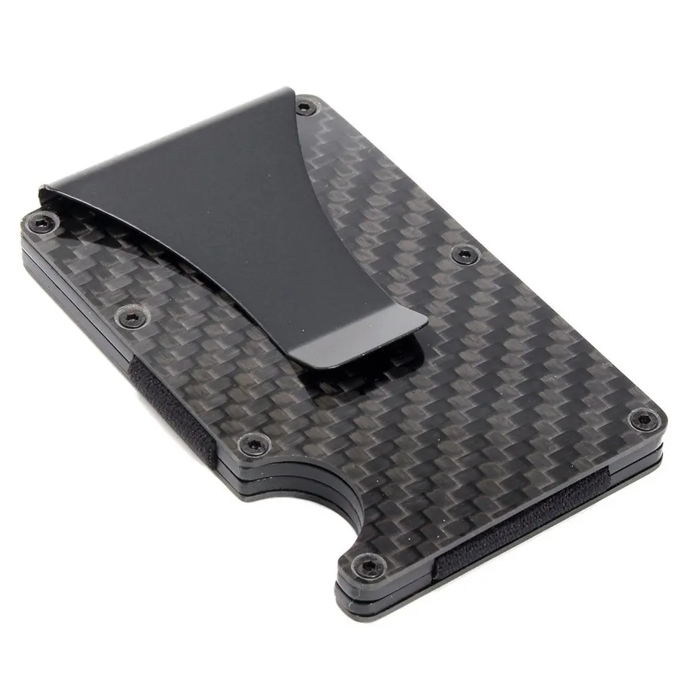 

2019 New Men Card Holder Slim Carbon Fiber Credit Card Holder Metal Wallet Anti Scan Function Hold Card Coins Cash Hot Selling