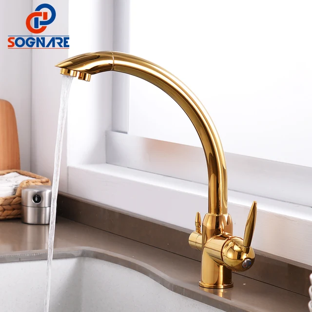 Cheap SOGNARE Kitchen Faucet 360 Degree Rotation Drinking Water Faucet Brass Water Purification Tap For Kitchen Mixer Sink Faucet