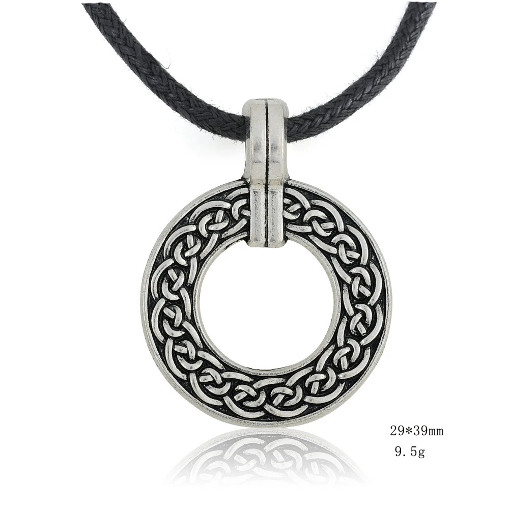 10PCS Round Charm Pendant Necklace Adjustable Length Wax Cord Chain Wicca Knot Big Circle Hoop Simple Punk | Украшения и