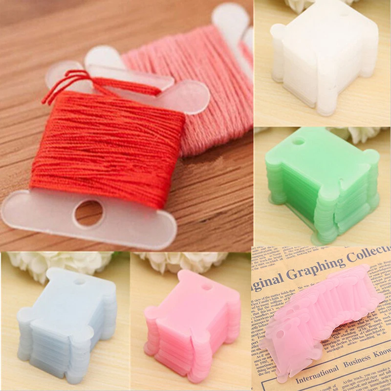 Plastic Silk Thread Bobbins, Embroidery Floss Craft Storage, Cross Stitch Accessories, Holder Board Card Color, 20 Pcs