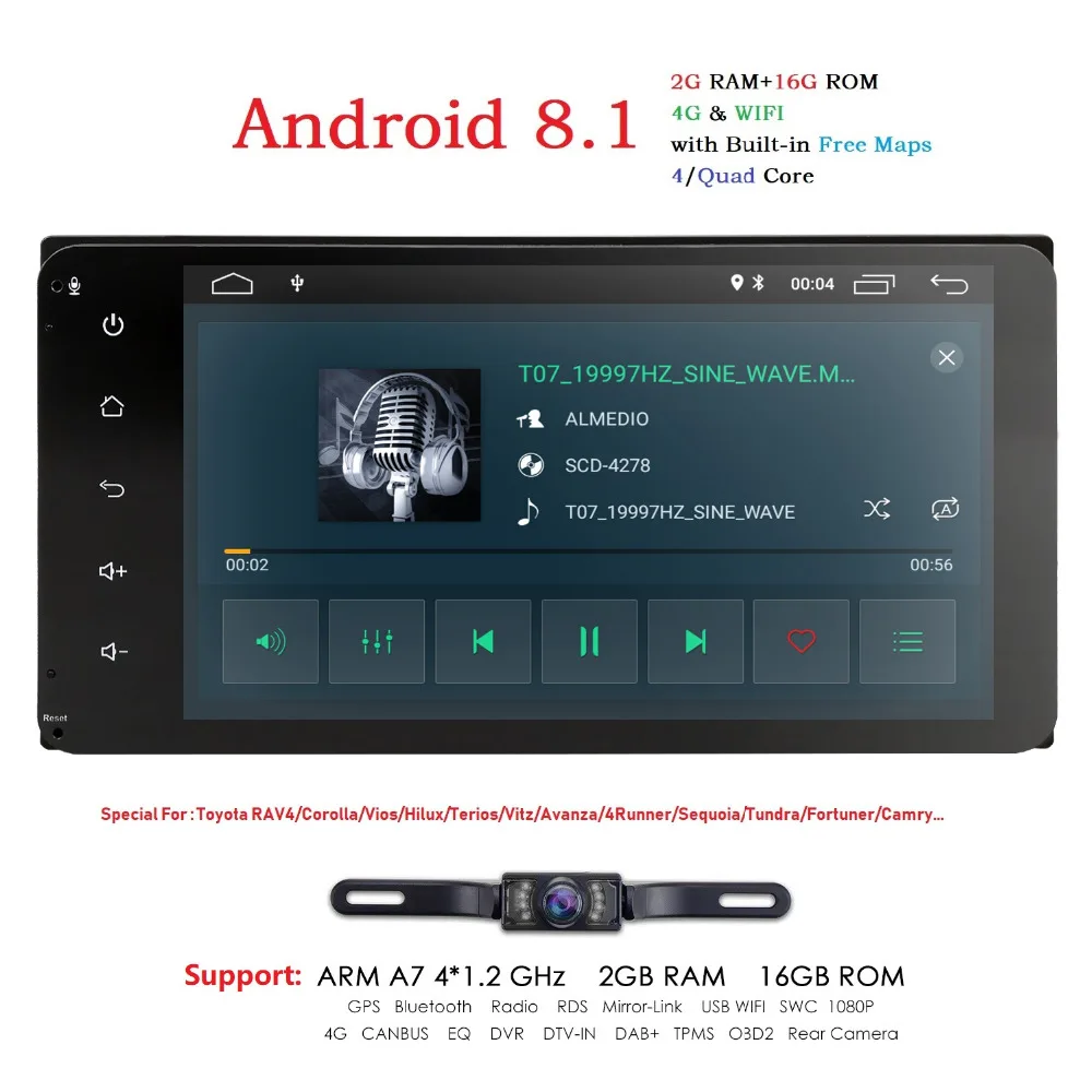 

Hizpo Android 8.1 player GPS Navigation Multimedia Stereo For Toyota Rav4/Corolla LAND CRUISER Auto Bluetooth Radio Audio WIFI