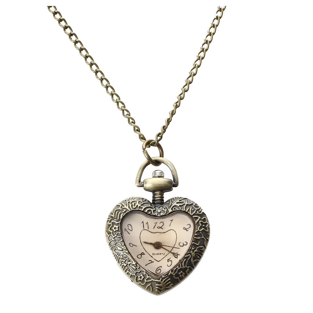 

Vintage Antique Heart Shape Necklace Chain Pendant Quartz Movement Pocket Watch