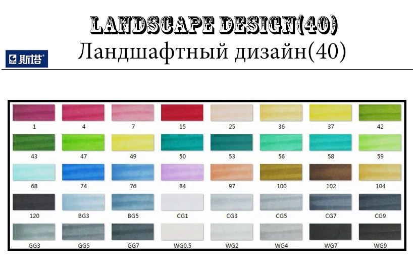 40 Landscape STA 10/30/40/60/80/128 Цвета ручка алкоголь чернила Маркер комплект Dual Head эскиз маркеры кисточки ручка для рисования манга дизайн товары для рукоделия - Цвет: 40 Landscape