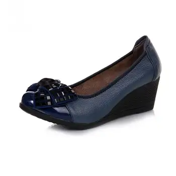 

Nice New Fashion High Heels Women Genuine Leather Single Casual Shoes Woman Wedges Comfortable Women Pumps
