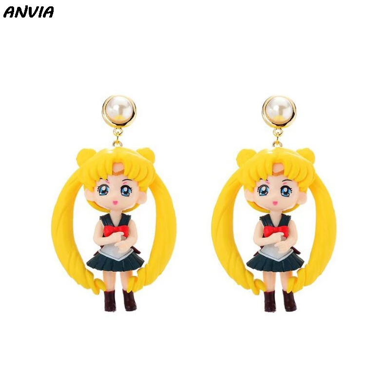 

Sailor Moon Pretty Solder Resin Statement Earrings Drop Punk Girls Yellow Pink Dangle Big Earrings Famous Cartoon Doll 2019 New