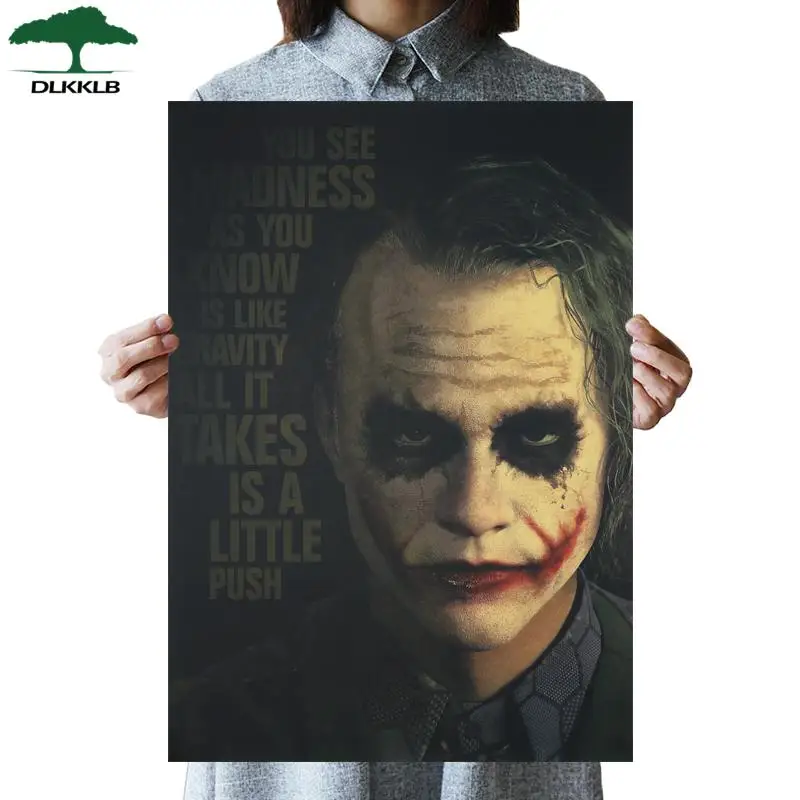 DLKKLB DC Бэтмен Темный рыцарь ВИНТАЖНЫЙ ПЛАКАТ клоун классический фильм украшения стены стикеры кафе 51,5x36 см картина для декора - Цвет: As show