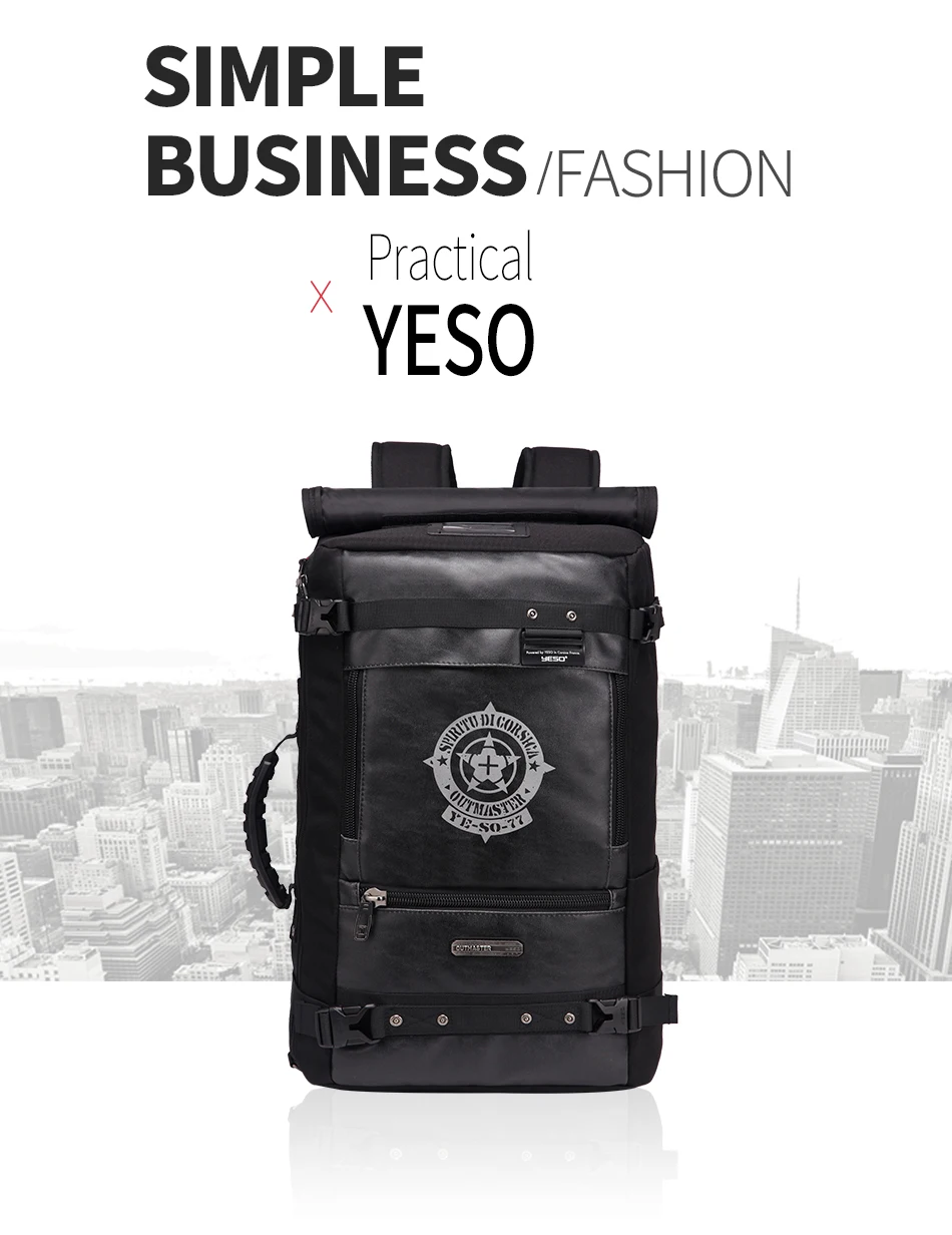 YESO, новинка, Большой Вместительный рюкзак для путешествий, мужской,, многофункциональный, черный, рюкзаки для поездок, водонепроницаемый, для путешествий, рюкзак, сумки для мужчин
