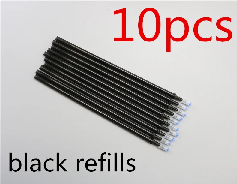 10pcs black refills 5 шт./компл. 5 видов цветов красного цвета; цвет черный, синий, фиолетовый, темно-синего и стираемая ручка Хорошее прожажи, прозрачные Волшебное перо или 10 шт./лот для заправки зажигалок - Цвет: 10pcs black refills