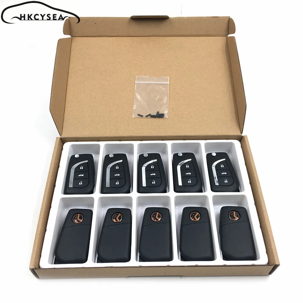 

HKCYSEA 10pcs/lot English Version 3 Button Remote Control Car Key for Toyota Style for Xhorse VVDI Key Tool