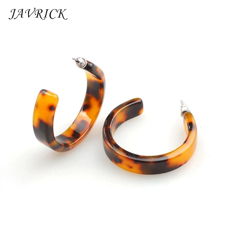 

JAVRICK Acrylic Marbled Earring Leopard Round Hoop Earrings Women Tortoise Shell Jewelry