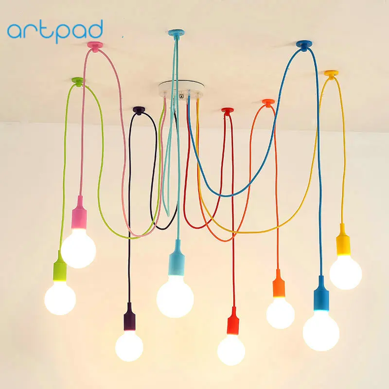 

Artpad 6/8/10/12 Heads Modern Multi Heads Colorful Pendant Lights E27 LED Hotel Restaurant Coffee Parlor Plastic Hanging Lamp