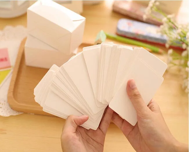 1 лот = 6 box(600 шт.)! 100/коробка белая бумага карточки/сообщение картон/Word/визитная карточка/открытка/карточки