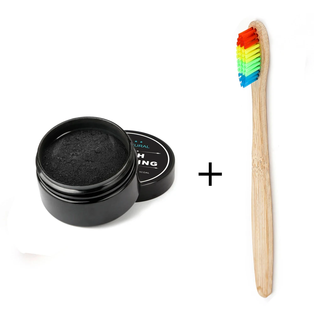 

Teeth Whitening Bamboo Charcoal Powder Bamboo Toothbrush Set Tooth Whitening Pure Natural Activated Carbon Oral Hygiene 30g