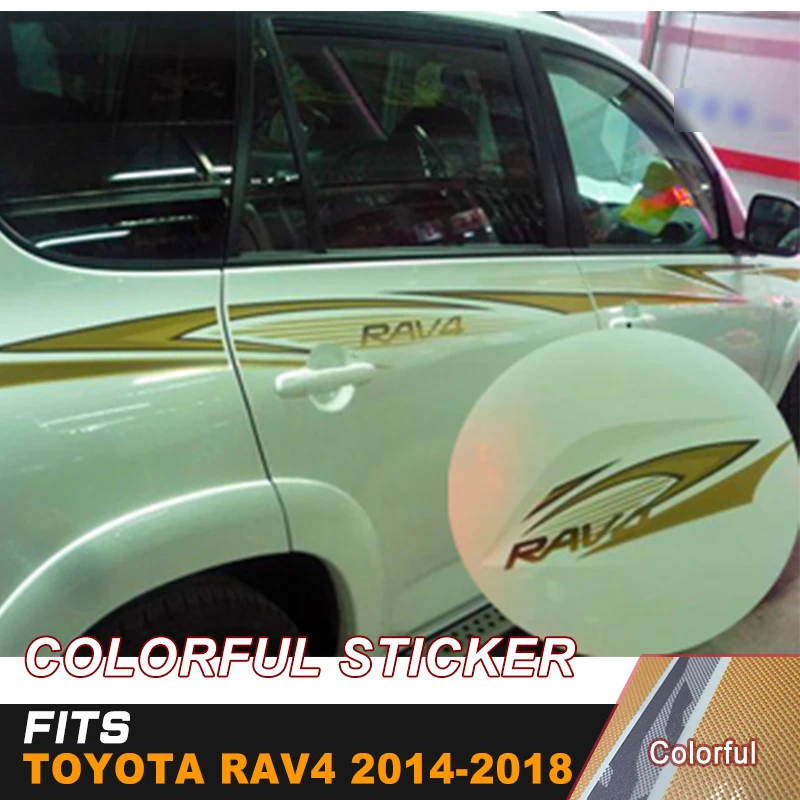 

colorful printed car sticker racing car body sticker cool car waist skirt vinyl graphic for TOYOTA RAV4 2014-2018