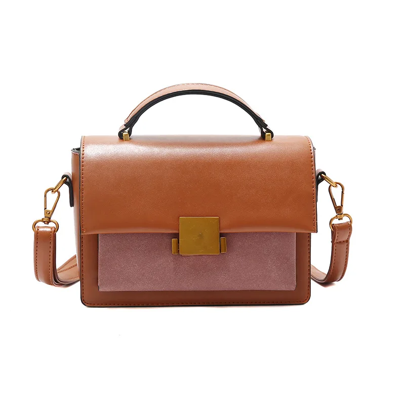 

Women Bag PU Leather Handbag Fashion Patchwork Retro Brown Women's Messenger Lady Small Flap Crossbody Shoulder Bag