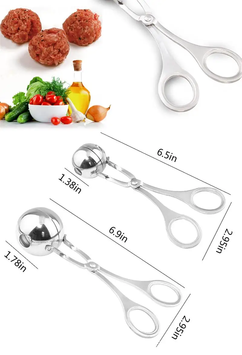 Stainless Steel Meat Baller Meatball Maker Meatballer DIY Cooking Tool Kitchen Meatball Scoop Ball Maker Cookie Dough Utensils