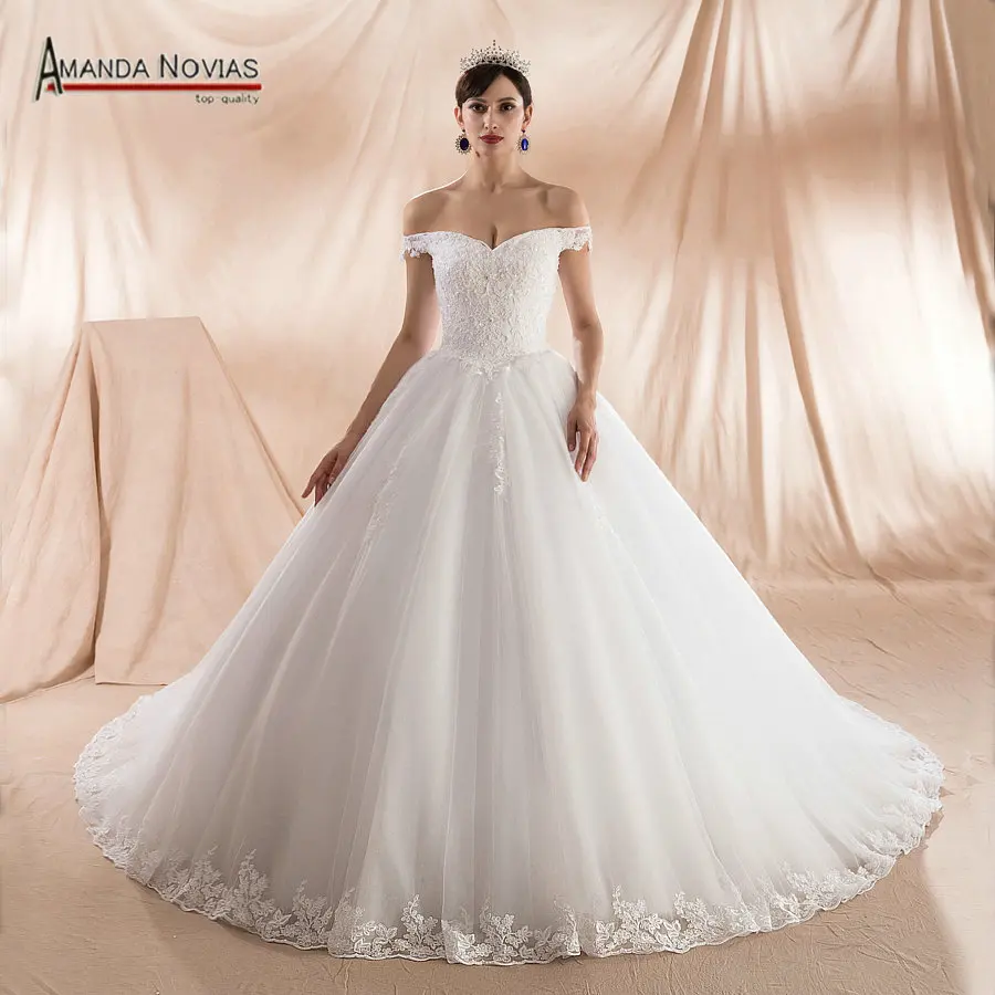Amanda Novias 100 Real Work White Wedding Dress Vestido De Noche
