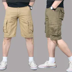 Большие размеры карго шорты мужские новые летние повседневные свободные шорты комбинезон мульти-карман военные тренировки тактические