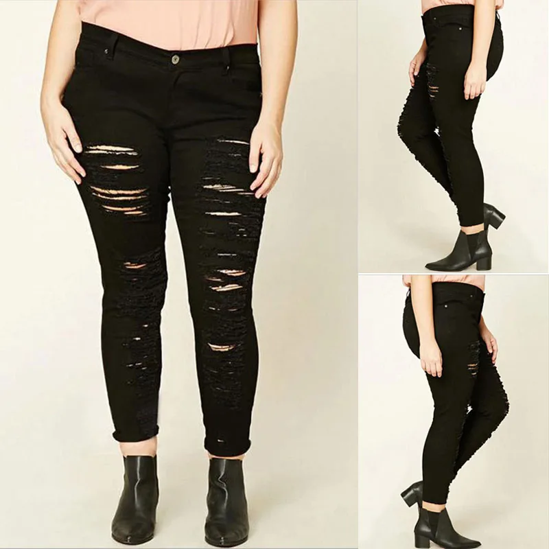 Легкая черная дыра Джинсы для женщин женские для Для женщин Рваные джинсы Mujer Femme джинсовые штаны поцарапанные Pantalones feminino