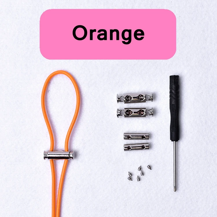 Orange 1 пара эластичных шнурков без галстука шнурки для обуви круглые металлические пряжки Досуг Кроссовки Ленивые шнурки для детей взрослых быстрый замок обуви кружева - Цвет: Orange