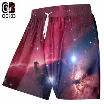 

OGKB Summer Men Beach Shorts Colorful Galaxy Space 3D Printed Men's Bermuda Boardshorts Work Trousers Plus Size 5XL Quick Dry