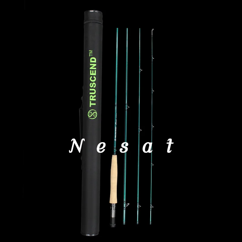 

Nesat green 4 sections Fly Rod Carbon Fiber Fast Action Fly Fishing Rod With Cordura Tube Fly Fishing Rod #8 #5