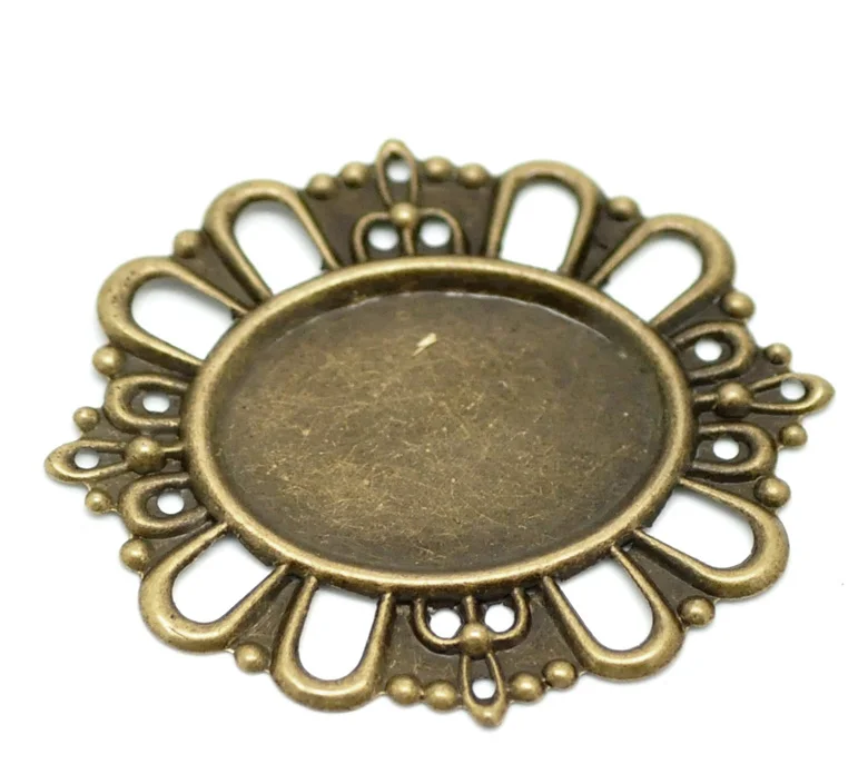 

DoreenBeads Alloy Embellishments Findings Oval Antique Bronze Cabochon Settings Flower Hollow Pattern 4.3cm x 3.8cm ,9 PCs