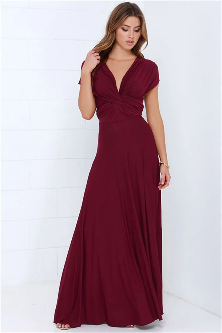 wine red Голубой Covertible невесты платья плиссе Длина пола страна Пляж Свадебный Гость Вечерние платья Дешевые длинное платье для выпускного вечера платье на выпускной платье вечернее платья на выпускной длинное платьe - Цвет: wine red