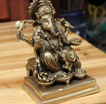 

4" Tibet Buddhism Sit Ganapati Ganesh Lord Ganesha Elephant Buddha Statue