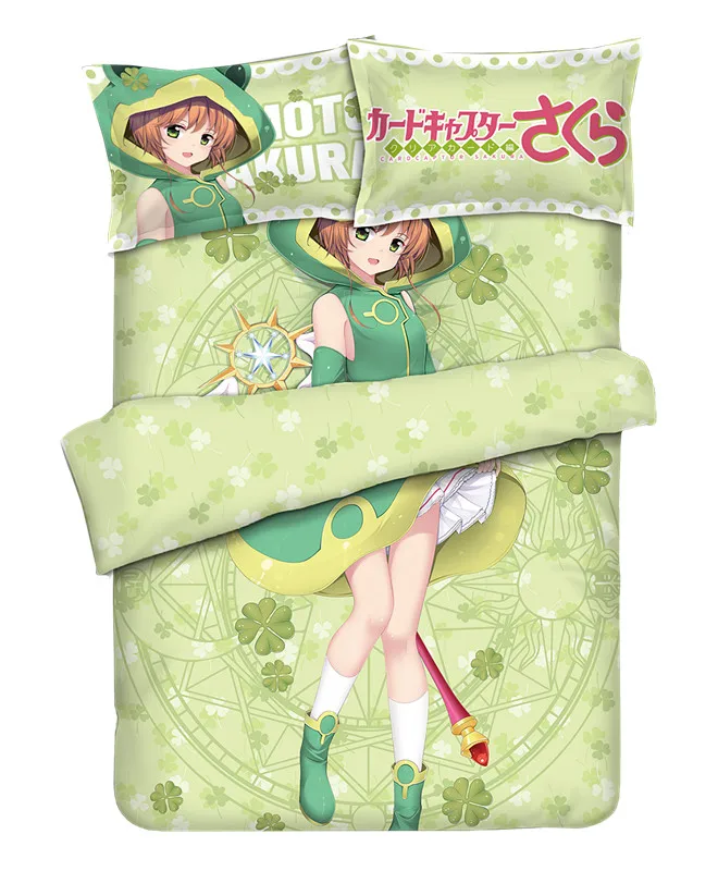 

Anime Cartoon KINOMOTO SAKURA Quilt Cover Bedding Set With Pillow Cases Bed Sheet Duvet Cover Set 4pc CP180011