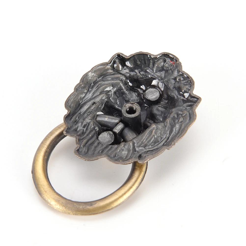 42* 68M  Vntage Lion Head Furniture Handle Lion Head Knob With Ring Wardrobe Drawer Door Pull Retro Decoration