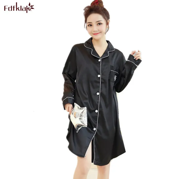 2017 Fashion Long Sleeve Nightgowns Spring Summer Nighty Sexy Large