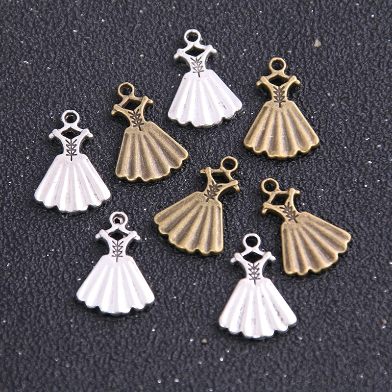 12PCS New Product Two Color French Retro Girl Skirt Charms Pendant Jewelry Metal Alloy Marking | Украшения и аксессуары