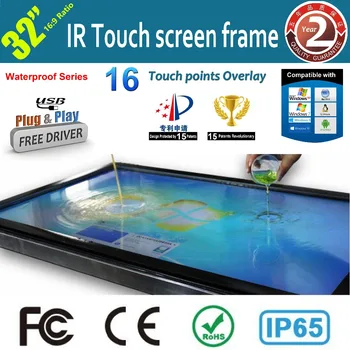 

16 Points touch 32" IR Touch Screen Frame Waterproof IP65 For Digital Signage, Kiosk,Exhibitions
