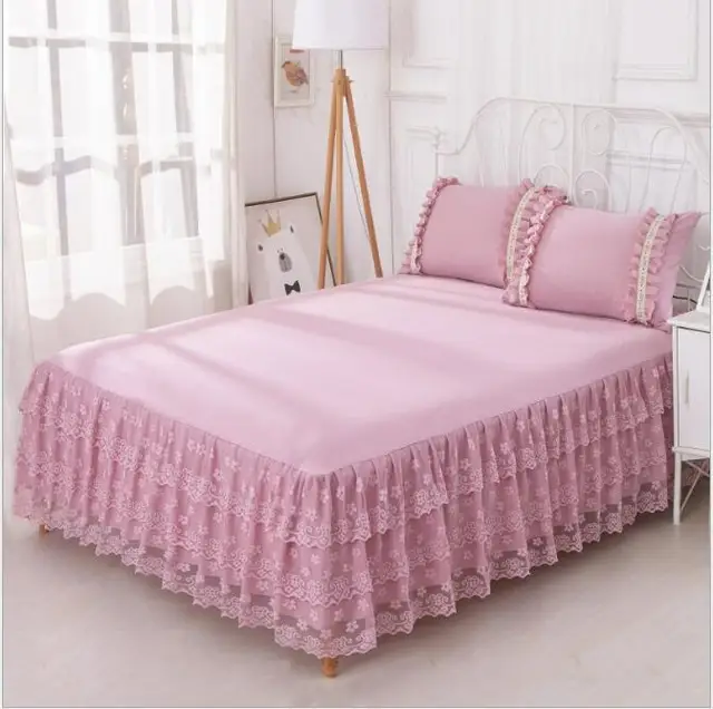 Buy 2018 hot selling bed skirt lace with high quality beautiful bed skirt from