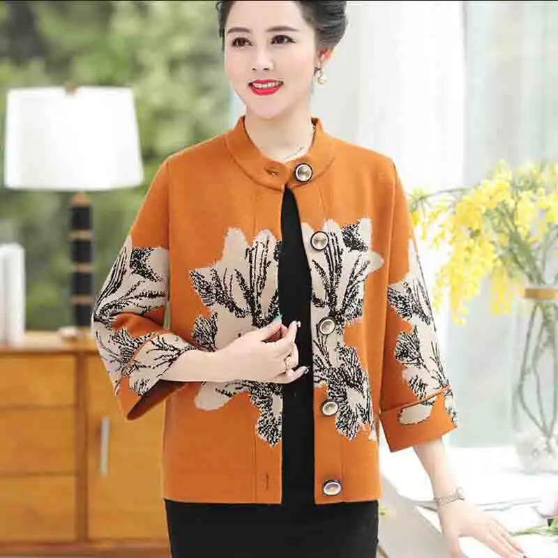 Middle-aged Women Sweater Cardigans Plus size