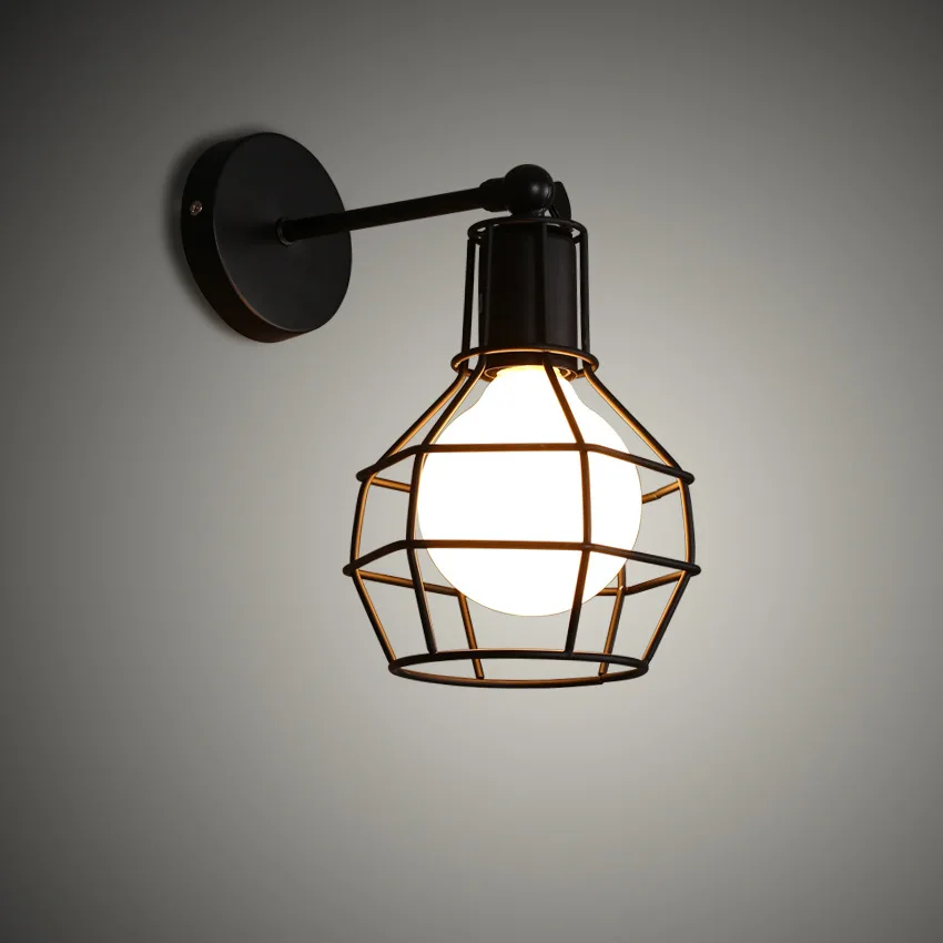 Wall lamp C Black Скандинавский Лофт ретро железная клетка современный светильник Американский промышленный винтажный светильник кухонные подвесные лампы - Цвет корпуса: Wall lamp C Black