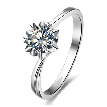 

Test Positive 1CT Moissanite Diamond Ring for Anniversary Women Sterling Silver Engagement Ring Solitaire Snowflake Style Ring
