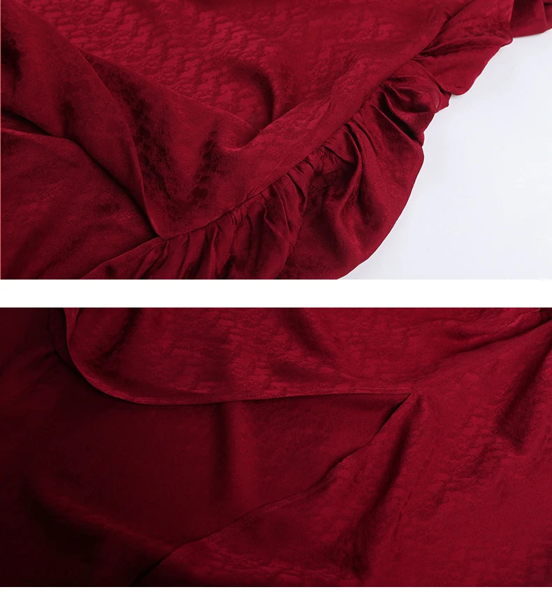 VOA летние китайские красные с v-образным вырезом шелковые свободные нерегулярные платья мода короткий рукав размера плюс женское винтажное длинное платье ALJ00601