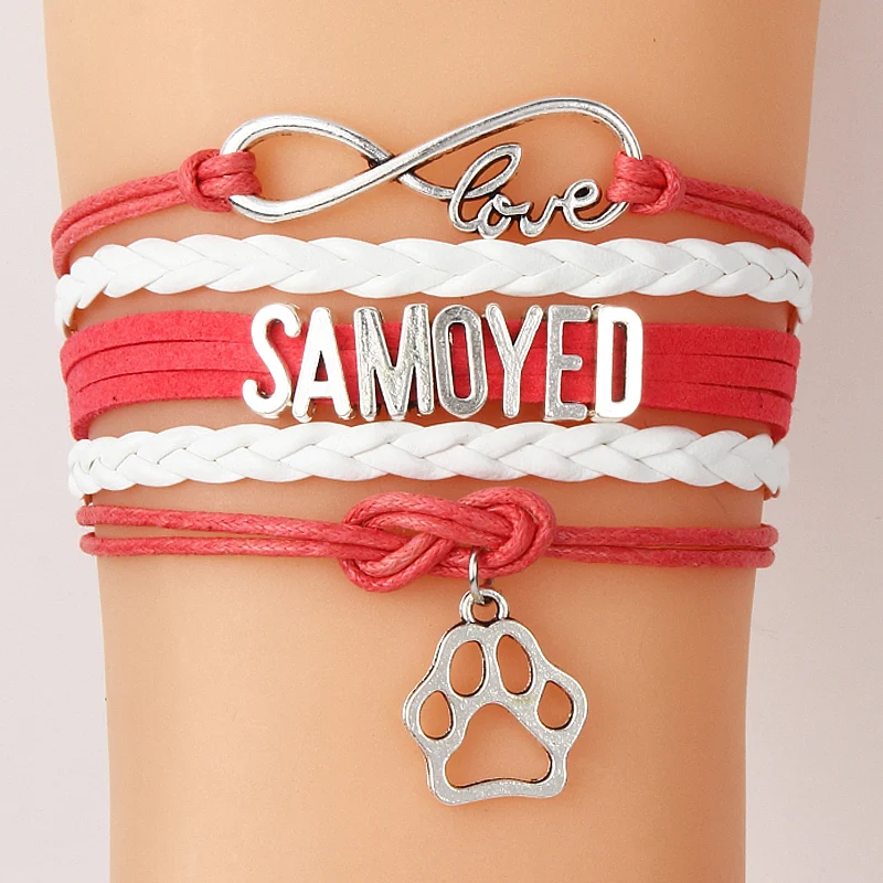 Прямая поставка Infinity Love Samoyed подвеска собачья лапа браслеты ручной работы