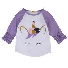 Детская хлопковая блузка с длинными рукавами и оборками для новорожденных девочек, рубашки Топ, милая летняя одежда закат солнца