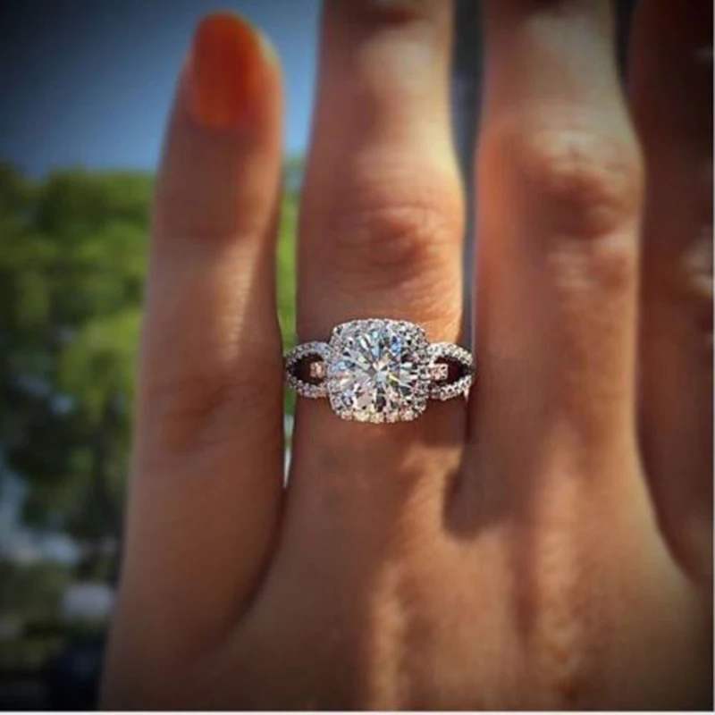 Details about / Gorgeous Princess Aquamarine Ring Women Wedding Engagement Jewelry Gift
