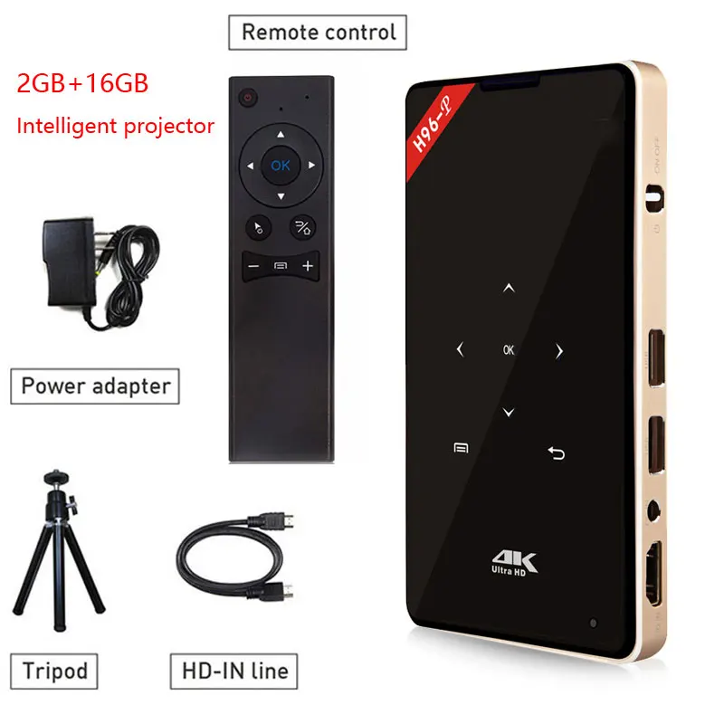 H96-P портативный проектор Amlogic S905X четырехъядерный 1 Гб+ 8 ГБ/2 ГБ+ 16 Гб DLP 0,3 дюймов DMD Android tv Box Карманный HD домашний кинотеатр - Цвет: 2GB 16GB Projection